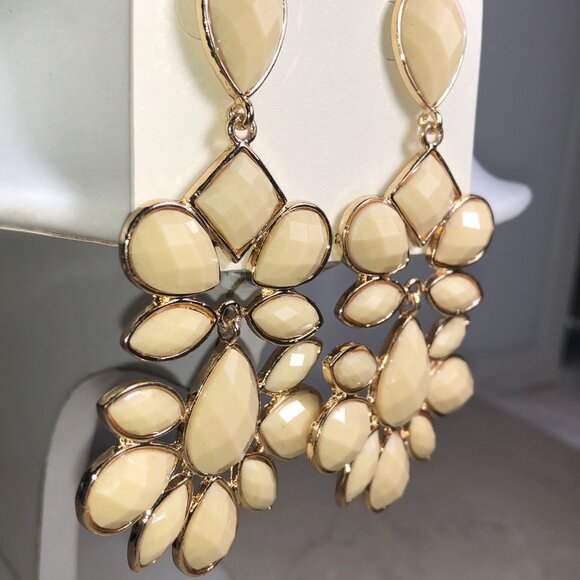 Amrita Ivory & Gold Chandelier Earrings - Picture 2 of 5